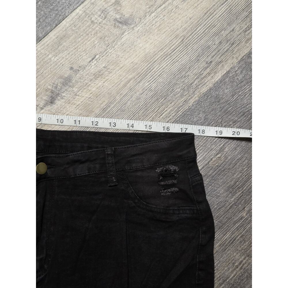 Sheng Fan Womens 2XL Black Distressed Flare Pants Stretch Bell Bottom NWT - Picture 2 of 6